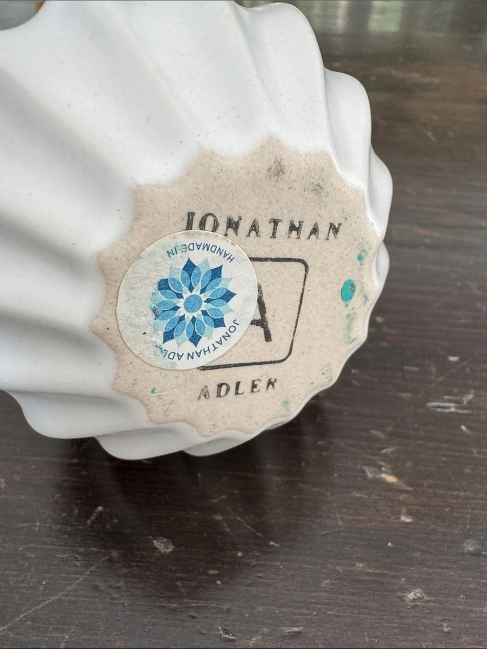 Vintage Jonathan Adler White Fluted Ceramic Bottle Vase